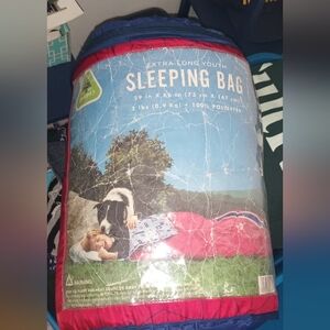 Greatland Jr Youth Extra Long Sleeping Bag Blue Red Sports Kids Camping